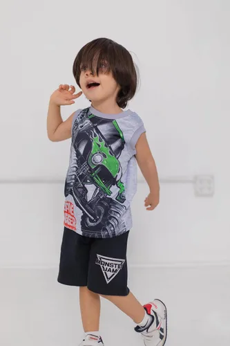 Miniatura 3 de Monster Jam Conjunto de 3 piezas de camiones camiseta sin mangas, pantalones cortos de rizo francés