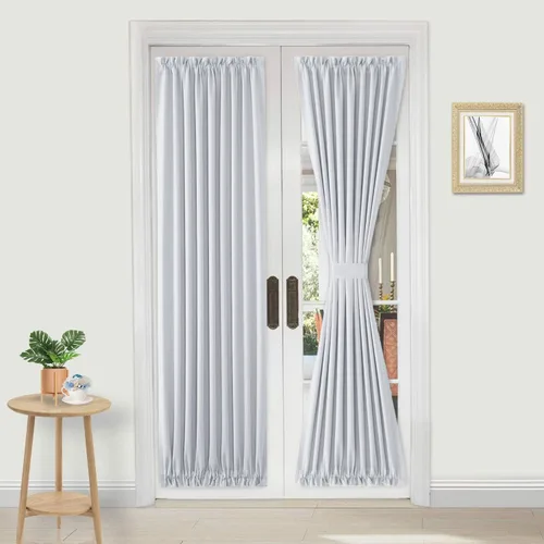 Miniatura 64 de DWCN Cortinas para puerta francesa: cortina térmica con bolsillo para barra para puertas con ventana de vidrio, puertas de cocina y patio