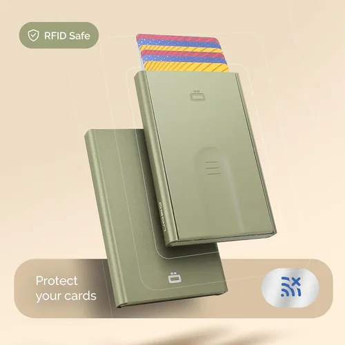 Miniatura 2 de ÖGON -DESIGNS- Tarjetero automático de aluminio, protección RFID contra fraude y desmagnetización, cartera delgada y minimalista para hombres