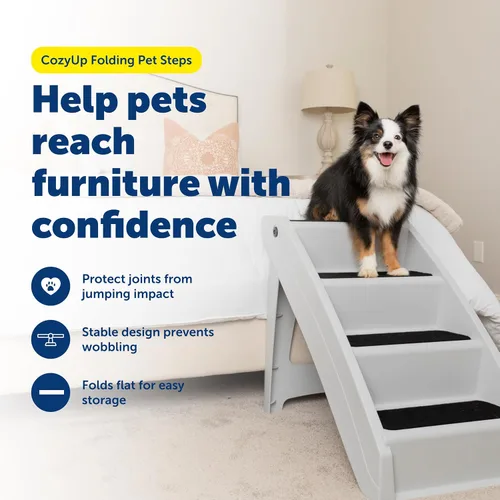 Miniatura 2 de PetSafe CozyUp - Escaleras plegables para perros, escalones portátiles para interiores y exteriores para mascotas, para cama, sofá y automóvil, Gris