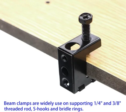 Miniatura 6 de Upgrade Baudelun - Abrazaderas de haz de 1/4"-20, abrazadera de haz atornillada de acero negro para varilla roscada de 1/4" y 3/8", ganchos en S