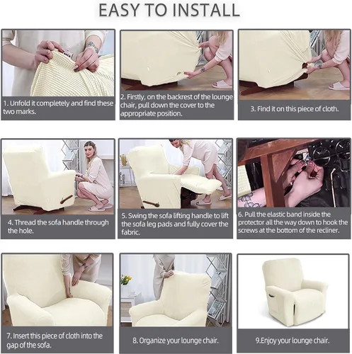 Miniatura 5 de KEKUOU Fundas para sillón reclinable, fundas para sillón reclinable Lazy Boy, fundas elásticas para sofá, 1 pieza de protector de muebles con parte