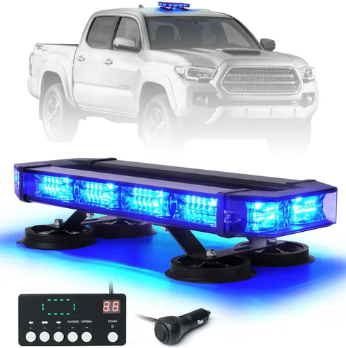 Miniatura 11 de LUMENIX Barra de luz estroboscópica de emergencia para techo con 72 luces LED con panel de control, base magnética, advertencia intermitente, barra