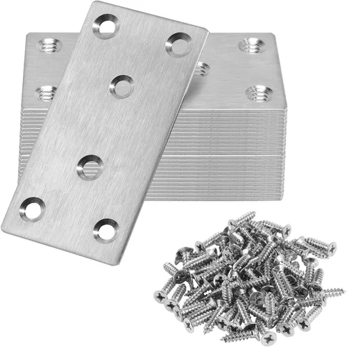 Miniatura 21 de Soporte plano de 1.575 x 0.630 x 0.079 in, soporte recto de acero inoxidable, soporte recto de metal, soporte recto negro, placa de unión