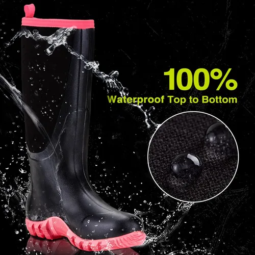 Miniatura 2 de TIDEWE botas de goma para hombre, para todas las temporadas, impermeables, con cambrellón de acero, neopreno de 1564pulgadas, duraderas, para cazar