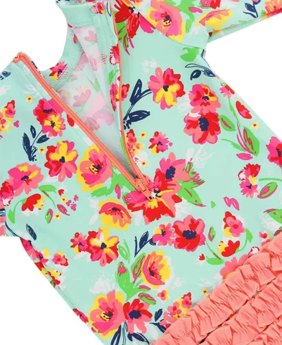 Miniatura 4 de RuffleButts - Traje de baño de manga larga, de una pieza, para bebéniñas, con protección solar UPF 50+