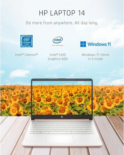 Miniatura 3 de HP Nuevo portátil delgado HD de 14 pulgadas, procesador Intel Celeron de cuatro núcleos, 4 GB de RAM, 128 GB (64 GB eMMC+ tarjeta de 64 GB), Wi-Fi