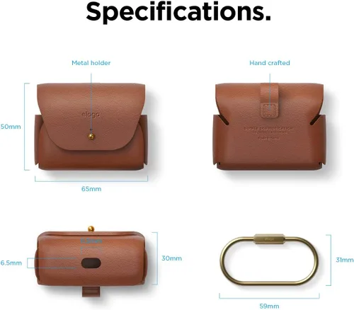 Miniatura 8 de elago Funda de cuero compatible con AirPods Pro 2 Generation y AirPods Pro - Funda de cuero genuino con llavero, colores lujosos, soporte de anillo