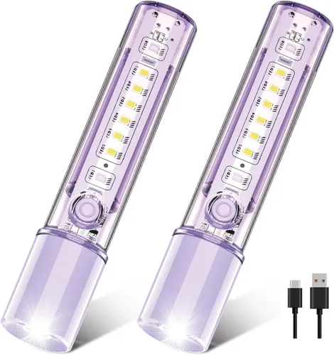 Miniatura 10 de VAVOFO Linterna LED, cuerpo de aluminio, linterna LED EDC púrpura - USB-C recargable, impermeable, enfoque de zoom, 3 modos, estroboscópico