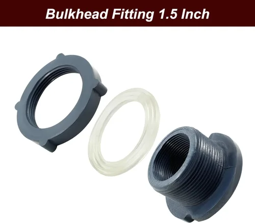 Miniatura 3 de 2 piezas NPT1 1/2 PVC Juego de Accesorios de Mamparo, Conector de Tanque de Agua de Plástico de 1 1/2 Pulgadas Roscado a Través de Tubo de Mamparo 2