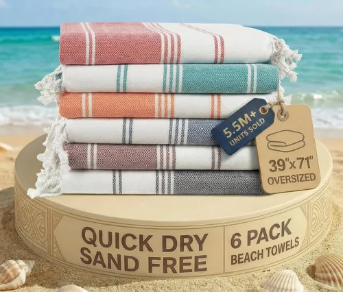 Miniatura 60 de LANE LINEN - Paquete de 4 toallas de playa de gran tamaño, toalla de piscina prelavada, extragrande, de secado rápido y sin arena, toalla de viaje