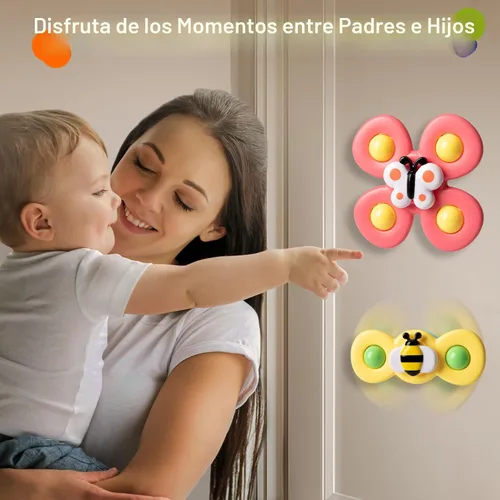 Miniatura 6 de 3 piezas Juguetes giratorios de ventosa para niños de 1 a 2 años, Juguetes giratorios para bebés de 12 a 18 meses, juguetes sensoriales para niños