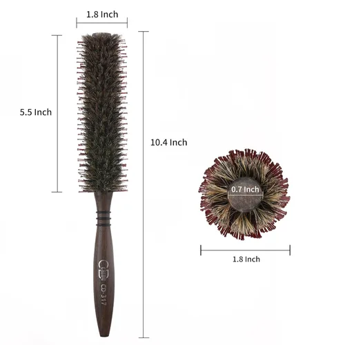 Miniatura 2 de PERFEHAIR Cepillo pequeño redondo de jabalí y cerdas de nailon, 1.8 pulgadas, cepillo de pelo para secar con soplado, rizar, hombres y mujeres