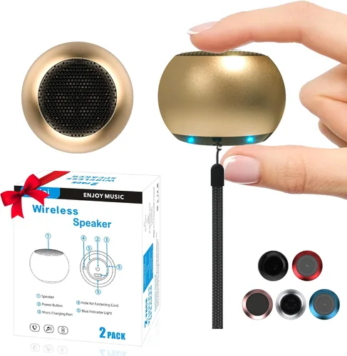 Miniatura 11 de Paquete de 2 mini altavoces portátiles, altavoces pequeños Bluetooth, micro altavoz inalámbrico para teléfono/PC/tableta, batería recargable