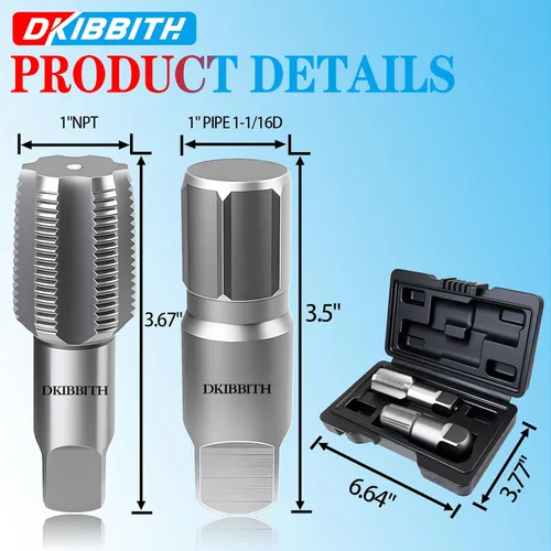 Miniatura 2 de DKIBBITH Juego de extractor de tubos de 2 piezas y juego de machos NPT de 1 pulgada - Herramientas de acero al carbono resistentes para quitar tubos