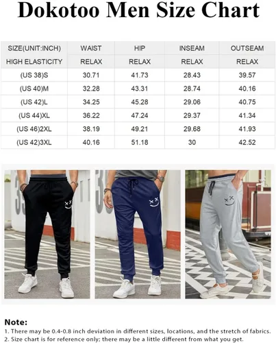 Miniatura 6 de Dokotoo Men Pantalones deportivos para hombre, ligeros, de algodón, con cordón en la cintura, pantalones de entrenamiento con bolsillos