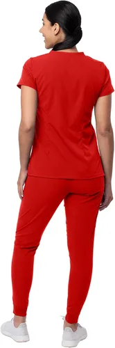 Miniatura 2 de Adar Pro - Conjunto de ropa quirúrgica que facilita el movimiento para mujer, blusa quirúrgica con cuello en V en corazón y pantalón quirúrgico