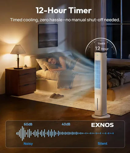 Miniatura 12 de Enfriador de aire evaporativo portátil, ventiladores de enfriamiento 3 en 1 que soplan aire frío con tanque de agua de 3 L, ventilador de torre