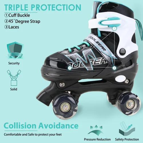 Miniatura 5 de Patines en línea ajustables para niñas y mujeres, todas las 8 ruedas de los patines de niña brillan, iluminación segura y divertida para niños negro
