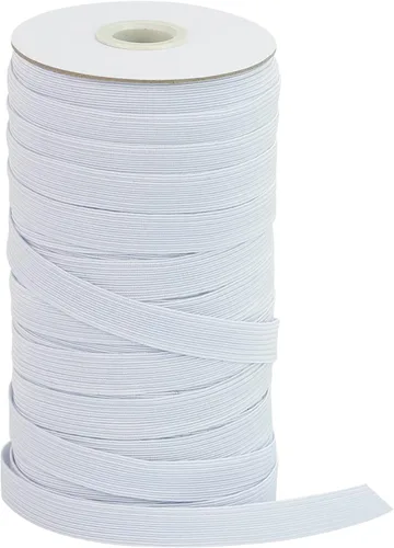 Miniatura 10 de Banda elástica plana para costura, 1/4 de pulgada, 50 yardas de alta elasticidad, cuerda elástica blanca, carrete elástico de punto para coser Blanco