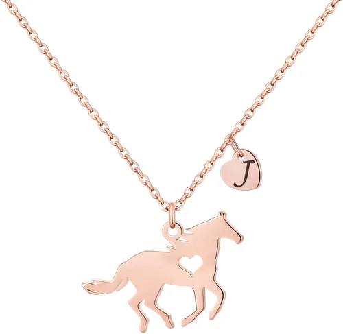 MONOOC Regalos de Pascua para niños y niñas, regalos de caballo para niñas, collar de caballo de acero inoxidable para niñas, joyería para niños,