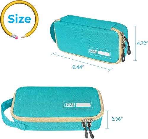 Miniatura 6 de Estuche grande para lápices, estuche duradero para bolígrafos con gran capacidad, bolsa de papelería portátil minimalista con asa para escuela