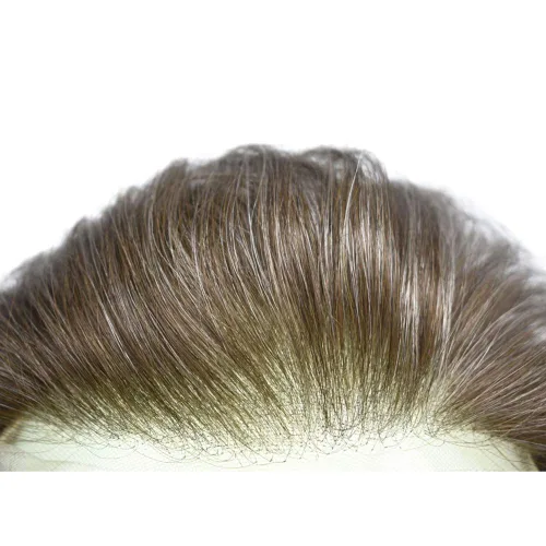 Miniatura 14 de Peluca de repuesto de cabello natural de poliuretano con encaje frontal para hombre (7x9 pulgadas, densidad de luz, 1B40# negro natural con 40% gris)