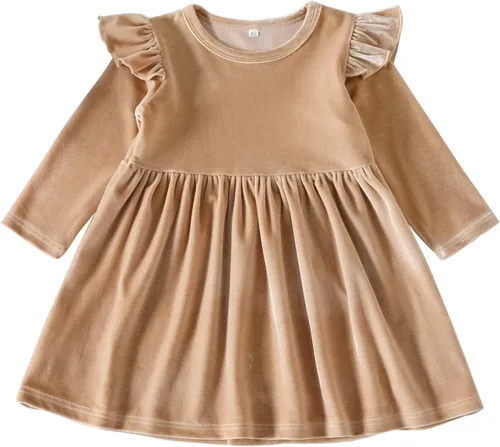 Miniatura 55 de IDOPIP Vestido tutú de terciopelo para niñas pequeñas, vestido de manga larga para princesa, Navidad, cumpleaños, fiesta, boda, vestidos de otoño e