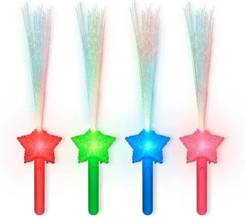Miniatura 6 de Juego de 4 varitas iluminadas de fibra óptica de estrella surtidas