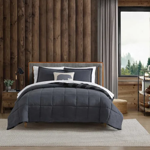 Miniatura 16 de Eddie Bauer - Juego de edredón Queen, ropa de cama reversible a cuadros, elegante y cálida decoración del hogar (gris normandía, Queen)