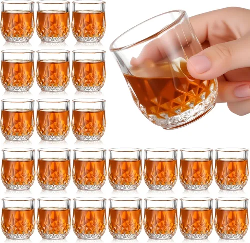 Miniatura 12 de Meanplan Juego de mini vasos de chupito de 1.7 onzas, vasos de degustación, base pesada, taza de chupito transparente, lindas tazas de vino Cordial