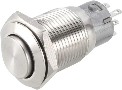 uxcell Interruptor de botón de metal momentáneo alta cabeza 0.630 in montaje 2NC 2NO 2COM AC 250V 3A