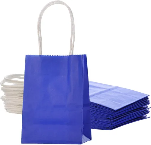 Miniatura 7 de Pequeña bolsa de papel lavanda con asa para recuerdos de fiesta, 6 x 4.5 x 2.5 pulgadas, para boda, cumpleaños, bolsa reciclada, paquete de 24