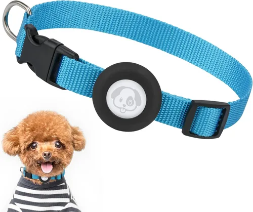 Miniatura 7 de Compatible con collar de perro Airtag, collar de perro ajustable con hebilla de cierre rápido duradera, collar de perro de nailon de imitación