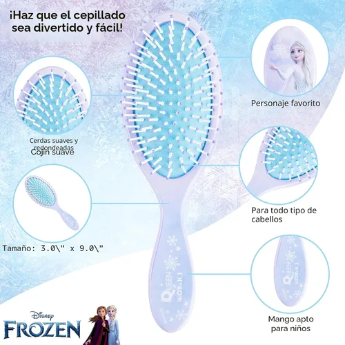 Miniatura 4 de Frozen Princess Elsa - Juego de 5 piezas de accesorios para el cabello, 1 cepillo regular de 9 pulgadas y 4 coleteros de Frozen - Cepillo Accesorios