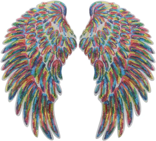 Miniatura 13 de 1 par de lentejuelas con alas de ángel bordadas para planchar para decoración de ropa (rosa intenso)