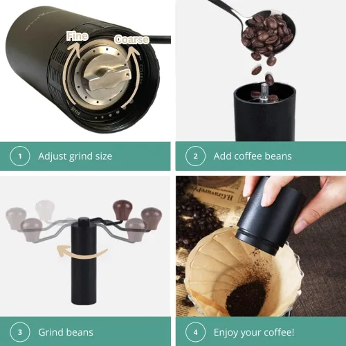 Molinillo de café manual de rebabas - Molinillo de mano portátil para café expreso para viajes
