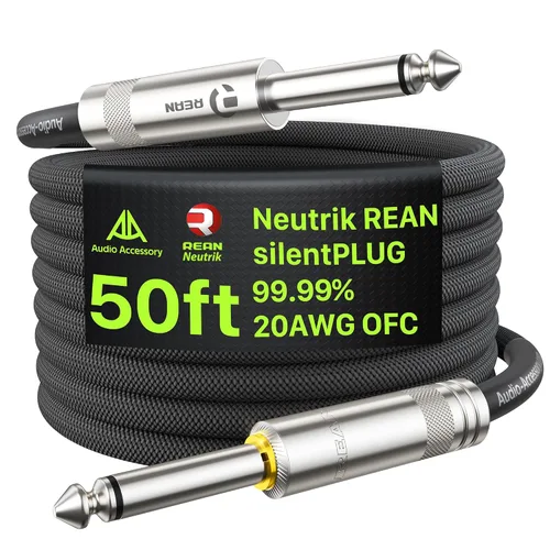 Miniatura 12 de AA AUDIO ACCESSORY Cable de Guitarra Silenciosa 6.6 pies, Neutrik REAN silentPLUG, Nylon Trenzado Reforzado con Kevlar Anti-Enredos, Silenciamiento