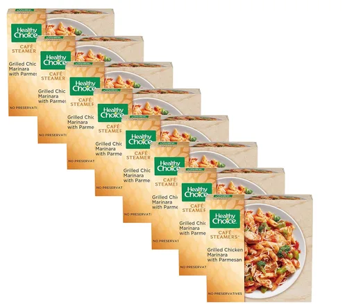Healthy Choice Café Steamers Marinara de pollo a la parrilla con parmesano – Sin conservantes – 0.74 oz de proteína por porción – Paquete de 8 (9.5