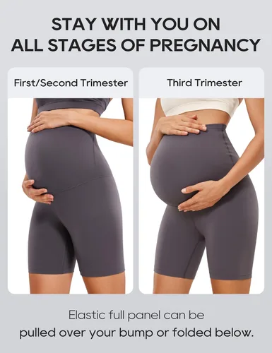 Miniatura 6 de CRZ YOGA Womens Butterluxe Maternity Yoga Shorts 6" - Over The Belly Pregnancy Workout Athletic Biker Shorts