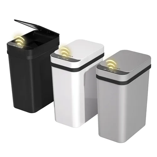 Miniatura 9 de FRESHLIX Paquete de 3 cubetas de basura para baño 2.6 galones, cubetas de basura automáticas delgadas sin contacto con sensor de movimiento, cubetas