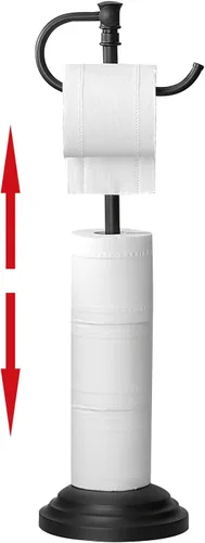 Miniatura 11 de Soporte para papel higiénico RUMOSE para piso, de oro cepillado ajustable (31.5 cm a 58 cm) Soporte de papel higiénico de baño, soporte de rollo