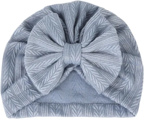 Miniatura 4 de Gorro de punto para bebé con lazos lindos turbante para envolver el sombrero (MZ6)