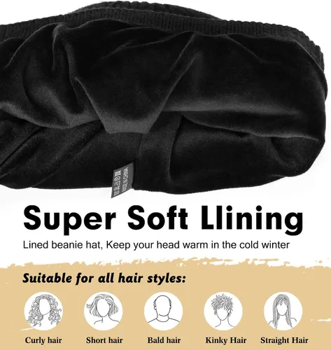 Miniatura 2 de Wmcaps Gorro de invierno para hombres y mujeres, gorro de punto suave y cálido con forro polar