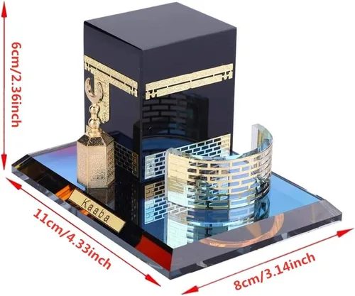 Miniatura 2 de Hztyyier Kits de modelo de arquitectura de mezquita 3D, arte islámico con diseño de Kaaba chapado en oro para decoración de escritorio de oficina