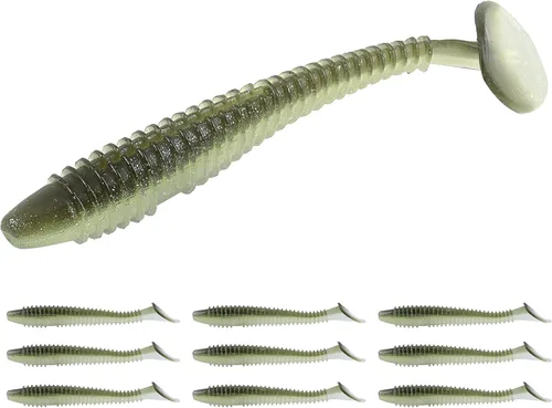 Miniatura 36 de RUNCL Swimbaits - Paleta de 10/20/30/40 unidades, cola de paleta de 5/4/3/2 pulgadas, señuelo suave para lubina de trucha, cebo de plástico duradero