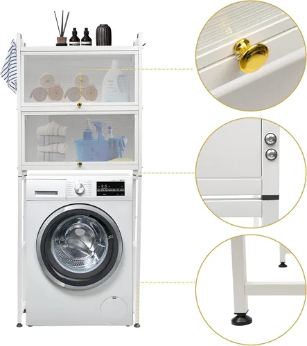 Miniatura 6 de Bathroom Organizer, Over The Toilet Storage, Adjustable Shelves for Small Room, Saver Space, Freestanding Above Toilet with Toilet Paper Holder and