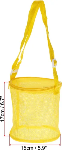 Miniatura 2 de PATIKIL Bolsas de playa de malla, mochila de arena, conchas, aperitivos, coleccionar, bolsas de asas con cremallera para viajes, Amarillo, Classic