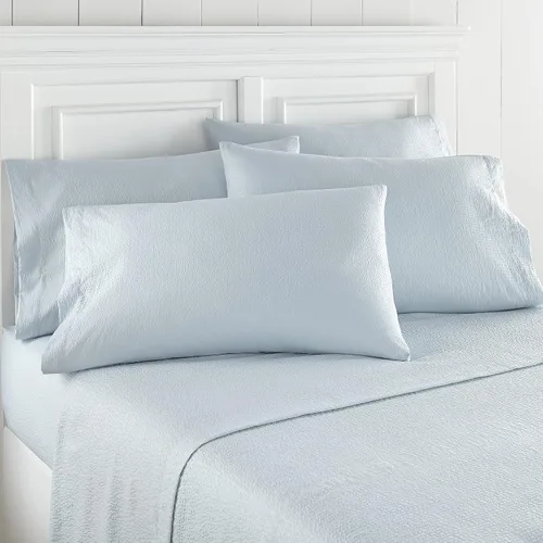 Miniatura 5 de Thermee Juego de sábanas de sirsaca con fundas de almohada adicionales, tamaño King de 6 piezas, ropa de cama transpirable y fresca, sábana bajera