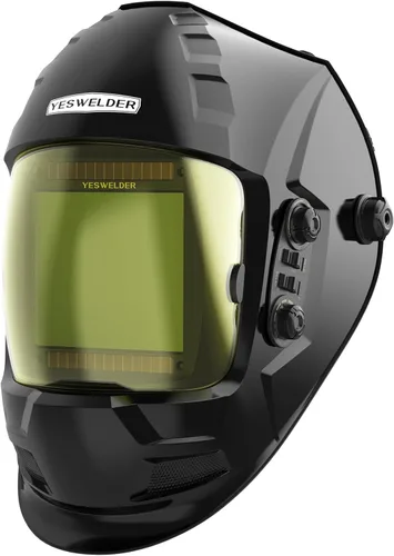 YESWELDER Gran pantalla de visualización de color verdadero energía solar oscurecimiento automático casco de soldadura, lente hemisférica, 4